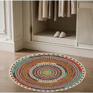 Bohemian Retro Circular Floor Mat Boho Area Rug Suitable for Living Rooms Bedrooms Hardwood Floors Balconies Spring and Summer Home Decoration Carpets