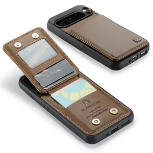 Flip Cover Wallet Case Compatible with Google Pixel 10 Pro Xl/9 Pro Xl/9a/8 Pro, RFID Blocking, Dual Magnetic Buttons, Vehicle Adsorption, Card