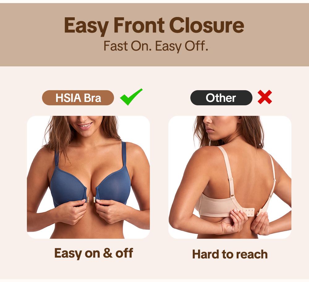 HSIA CrossForm Front Closure Full Coverage Underwire Bra 3D Contour Cups Back Smoothing Breathable Comfort Support