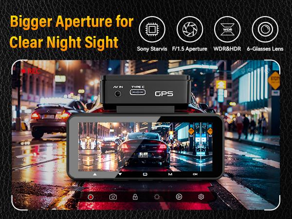 FOCUWAY D2 Duo Dash Cam Front and Rear | True 4K Front + 1080P Rear | Free 64GB Card | Touch Screen, Voice Control, GPS & WiFi, HDR Night Vision, 160° Wide Angle, 24H Parking Mode