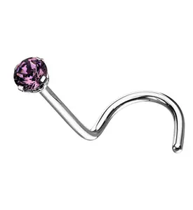 Purple CZ Titanium Nose Screw