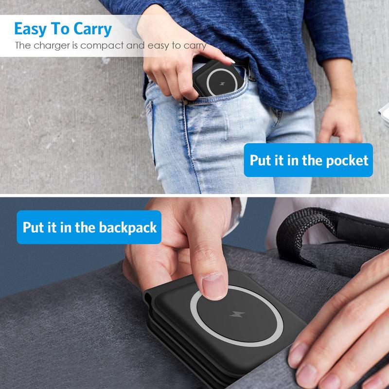 Charging Station for Apple Multiple Devices - 3 in 1 Foldable Magnetic Wireless Charger Dock - Travel Charging Pad for iPhone 15 14 13 12 Pro Max Plus Watch & Airpods Charging Station for Apple Multiple Devices - 3 in 1 Foldable Magnetic Wireless Charger Dock - Travel Charging Pad for iPhone 15 14 13 12 Pro Max Plus Watch & Airpods