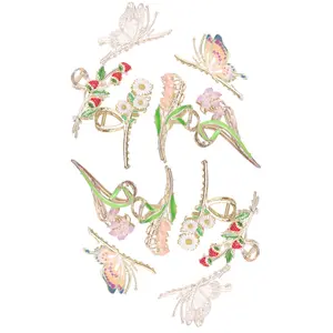 Women's 12-Piece Metallic Finish Hair Clip Set, 6 Diverse Themes with Butterfly Shapes, Strong Grips for Thick/Long Hair, Ideal for Casual Use & Parties, Fashion Accessory