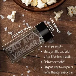 Etched Glass Spice Jar - Salt and Vinegar