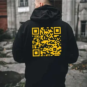 Funny "FU" QR Yellow Color Code Men's Hoodie T Shirt Sweatshirt, Unisex Sweater Pullover Tee Cotton Menswear Fit, Streetwear for men
