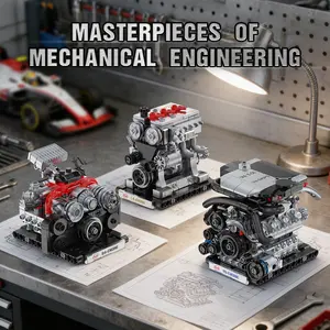 711+ Pieces Miniature Engine Building Set, L4 B4 V8 Car Model Display, Diy Engineering Model, Collectible Toy for Car Enthusiasts, Perfect Gift for Men, Building Blocks Set