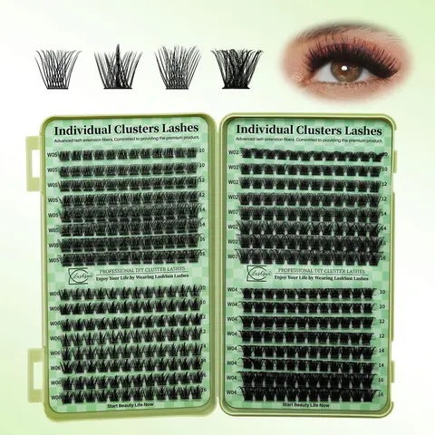 Individual Eyelash Extensions Clusters, Mixed Length & Style Voluminous False Eyelashes, Self Grafting Curl Eyelashes, DIY Volume Eyelashes, DIY Lengthening Volumizing Dramatic Lashes for Eye Makeup