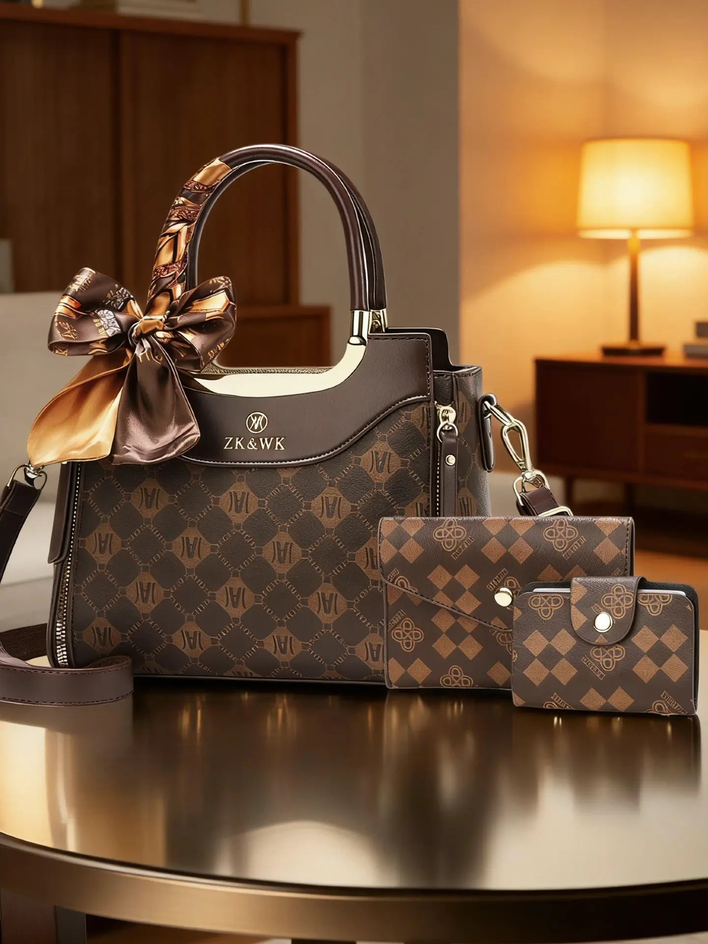 Women's bag with letter print, three-piece purses set including women's handbag, commuter bag, shoulder bag, and crossbody bag. Mother's Day gift for mom, birthday gift for wife, Christmas gift bag, Thanksgiving gift bag.