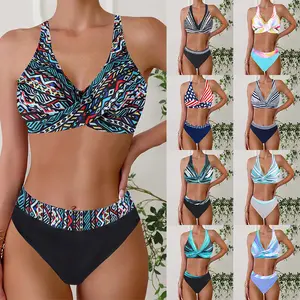 New European and American style bikini, printed swimsuit, plus size bikini