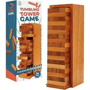 Wooden Tumbling Tower Family Game for Seniors and Adults, Classic Stacking Party Block, Challenging Wood Stack Tower Wooden Board Game for Fun Party Gatherings