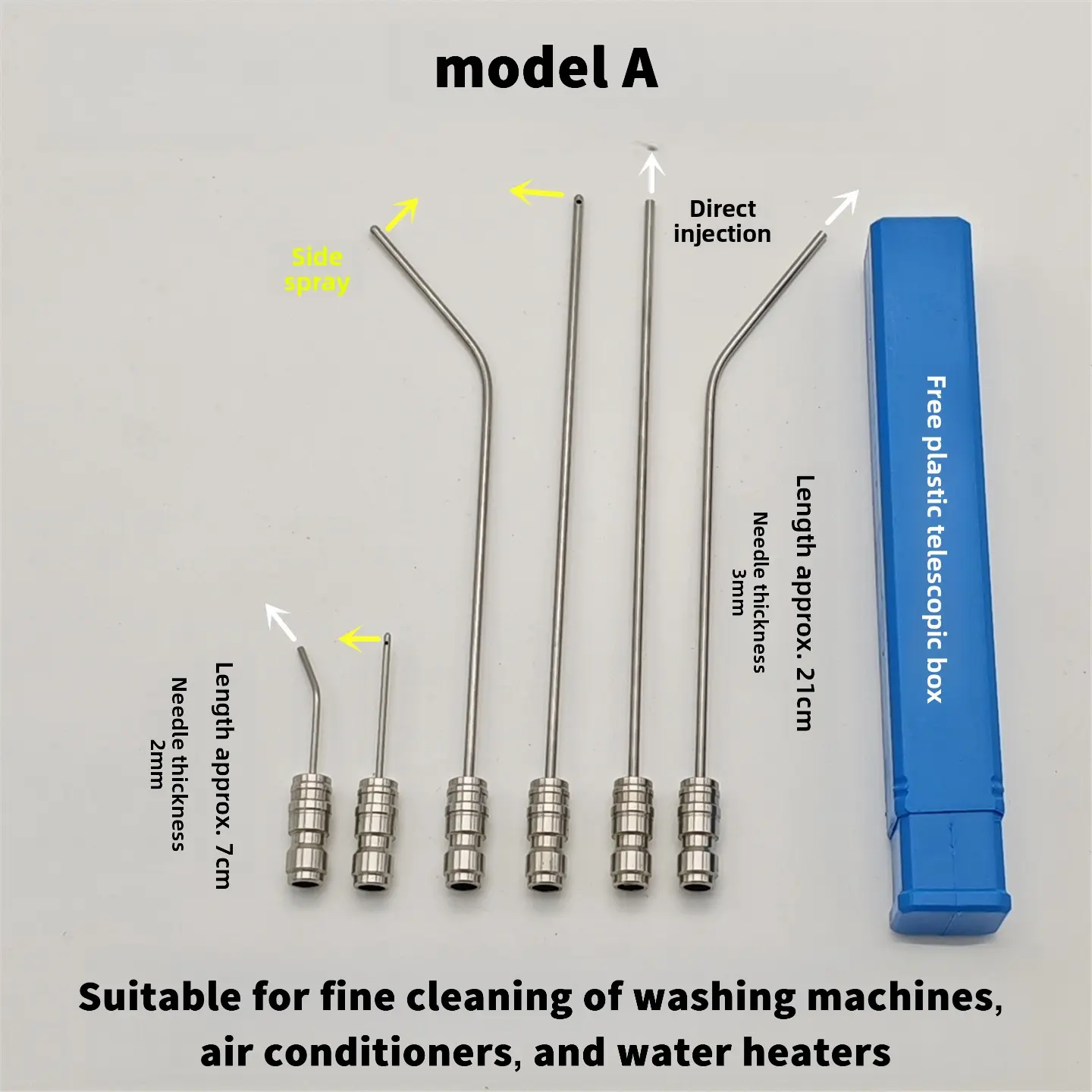 High pressure cleaning nozzle,Tool Daily Heavy Duty Hose High-Pressure Washer Spray Nozzle Kit for Drum Washing Machine & AC 6 Pack Straight/Side Nozzles 7cm & 22.5cm 40° Tips 1-2GPM Non-Woven