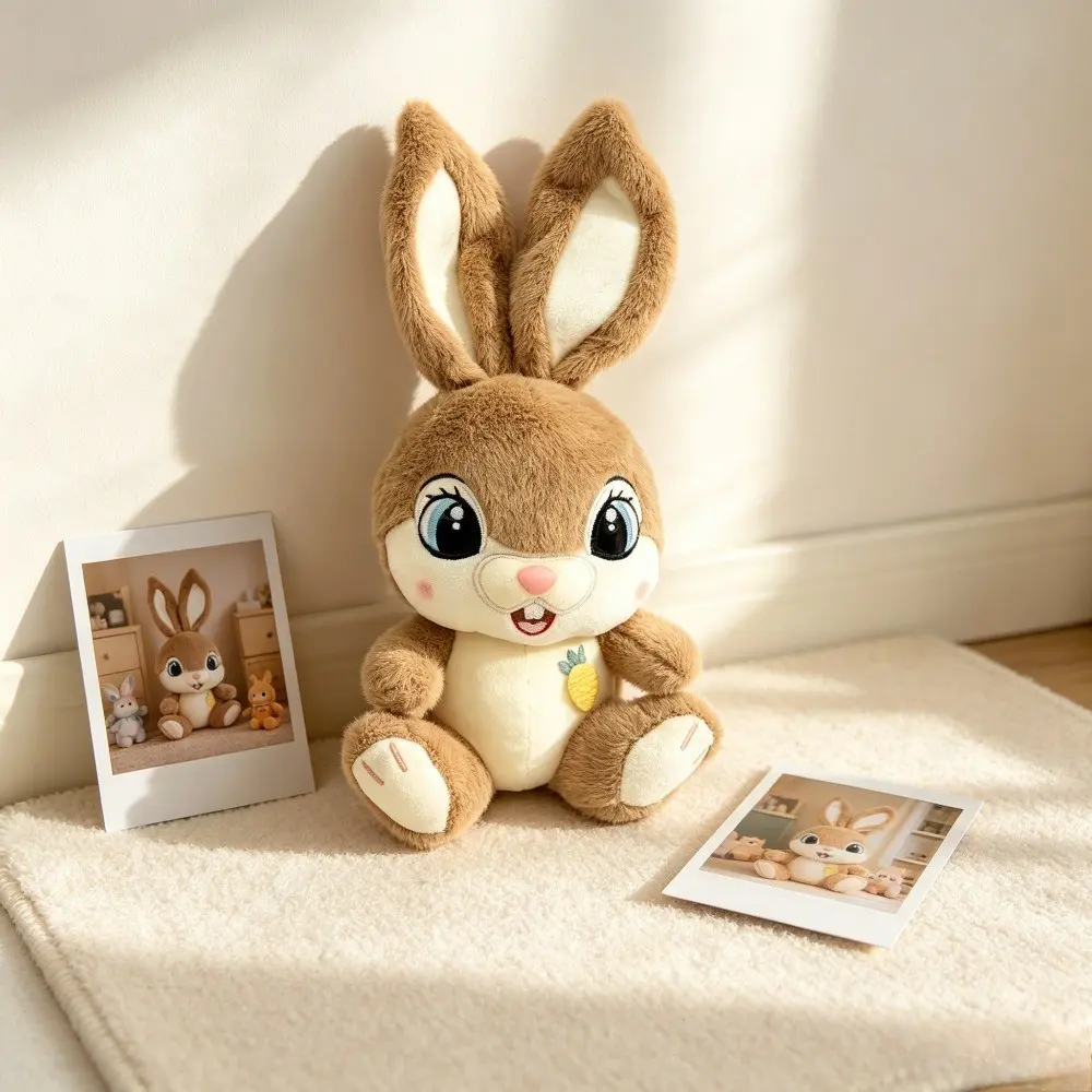 Cute Rabbit Plush Toy, Soft and Adorable, Pineapple Embroidery Long Ears, Perfect Gift for Christmas, Easter, Birthday, Desktop Decor, Kids Companion