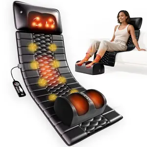 HIMOUTA Full Body Vibratory Massage Mat with Heat - 10 Vibrating Motors, 9 Speed Settings, Detachable Pad, Mattress with Calf Massager for Deep Tissue Pain Relief, Home Use - Massage Machines, Mother's Day Gifts, Gifts for Adults,summervibes