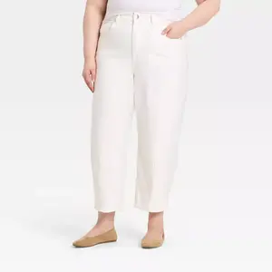 Women's High-Rise Barrel Jeans - Universal Thread White 17