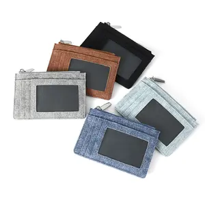 New multi-card denim card bag, RFID Blocking short exquisite zipper, fashionable and multi-functional portable change bag with window ID card space for Daily Use, stylish wallet, Christmas Gift, Valentine's Day Gift, Ideal Gift