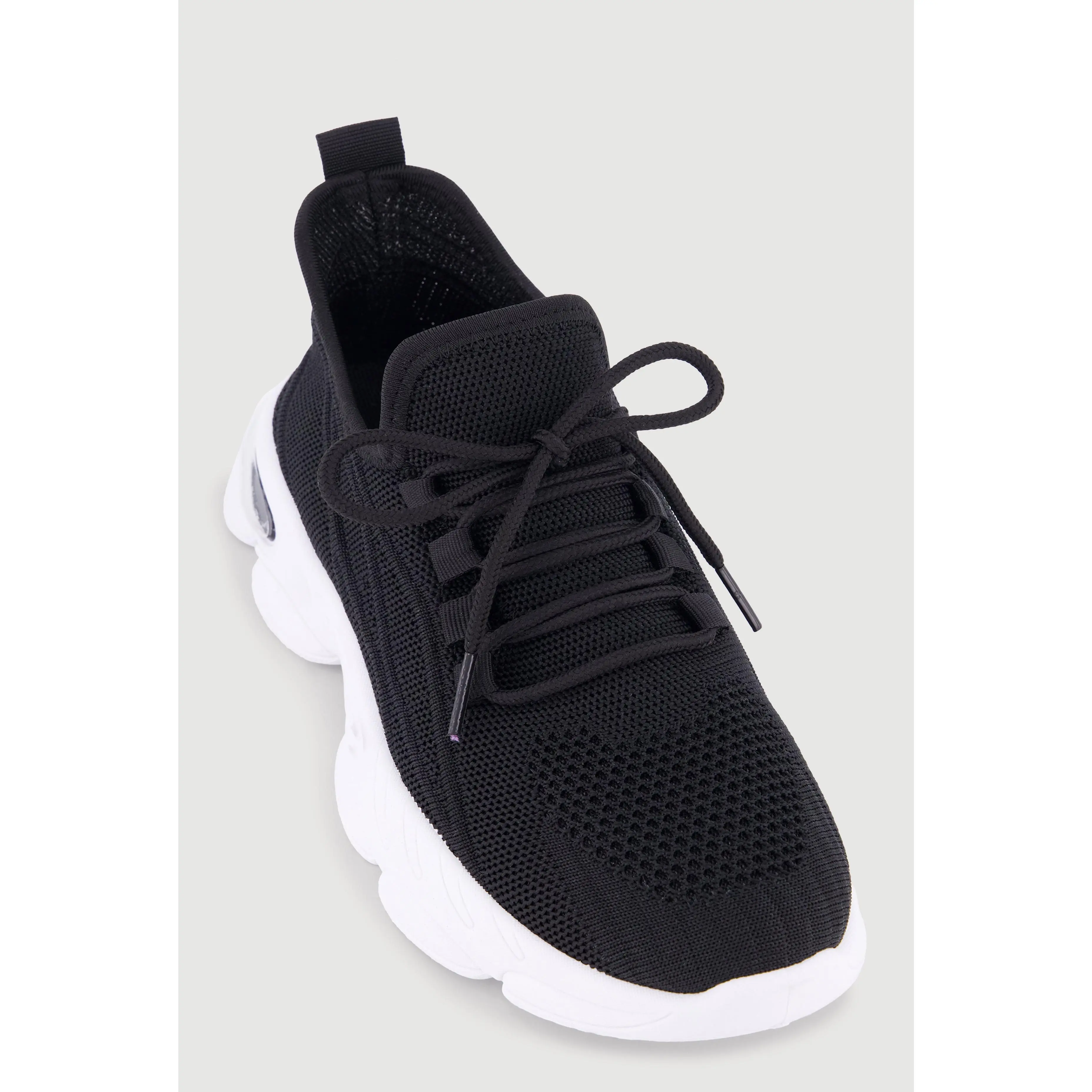 Textured Knit Lace Up Athletic Sneakers