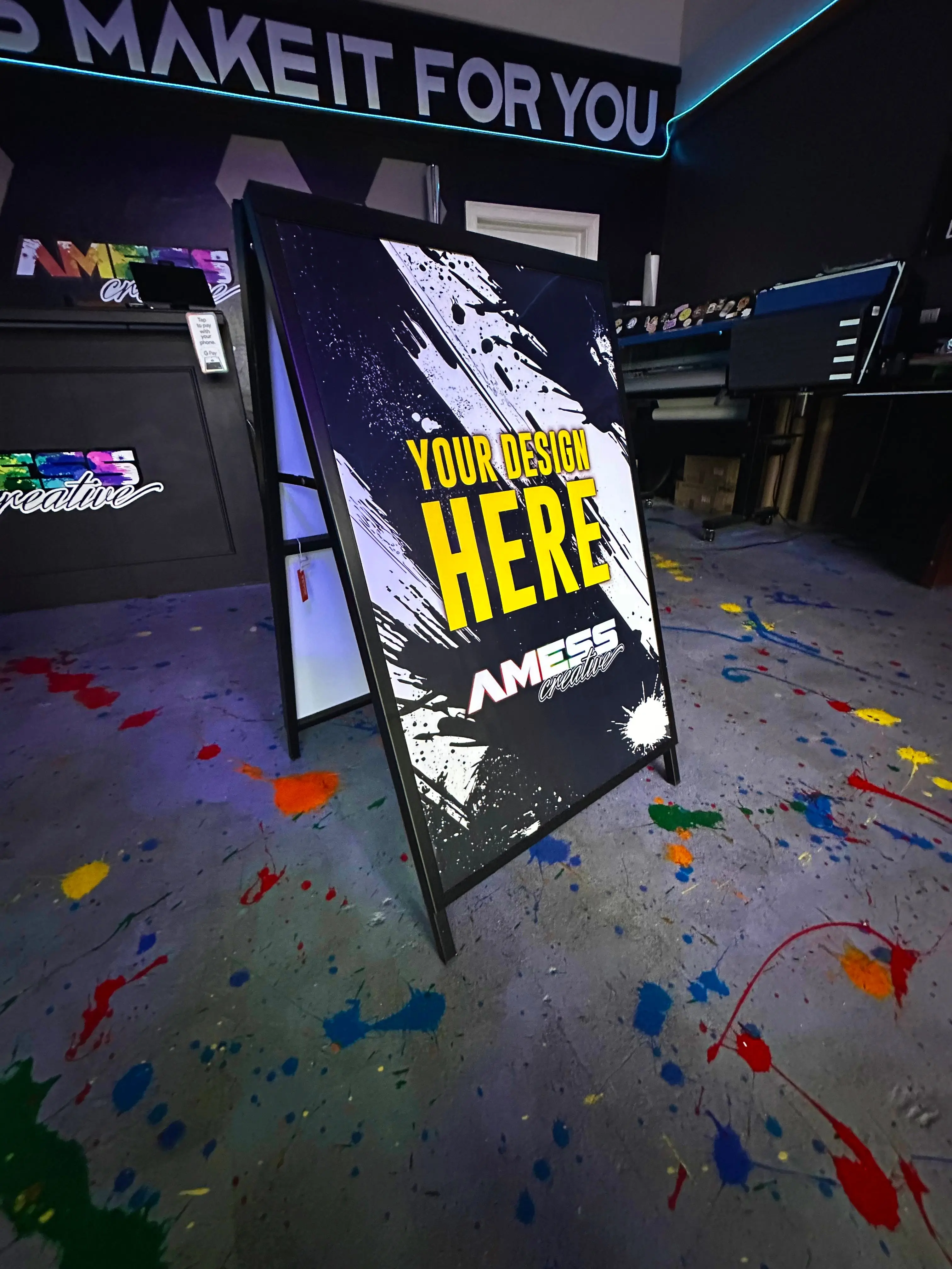 Custom Double-Sided A-Frame Sidewalk Sign (Prints Included)