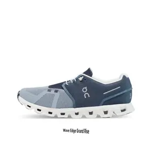 Dual Shade Navy & Light Blue Perforated Knit Mesh Running Kicks | Hollow Flex Cushion White Rubber Outsole Daily Athleisure Street Sneaks