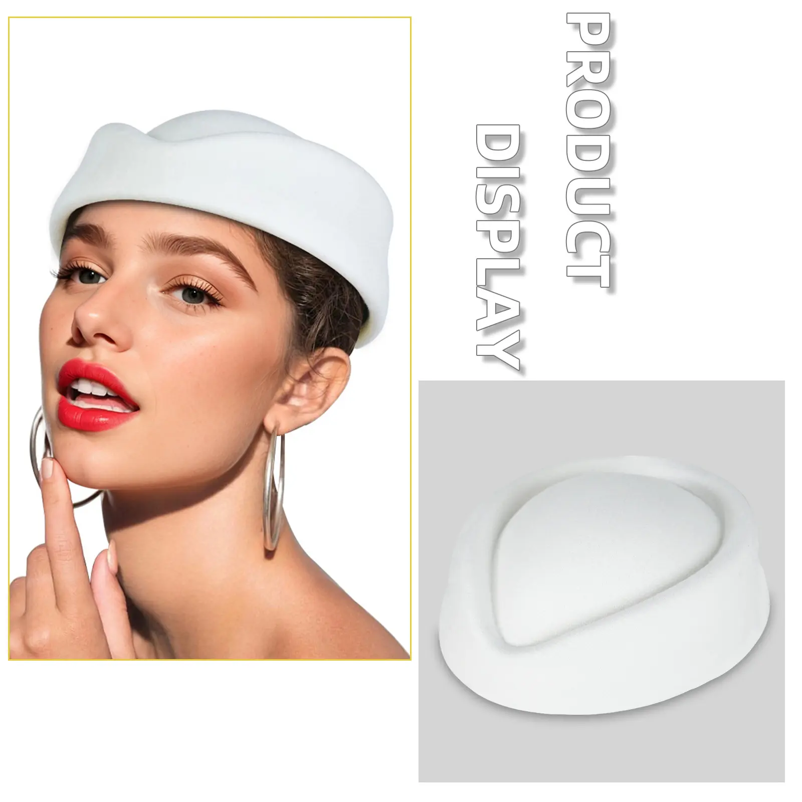Stewardess Hat Felt Beret Hats for Women Woolen Flight Attendant Hat Pillbox Cap Stewardess Costume Cosplay for Dance Band  & Casual Outfit Wear
