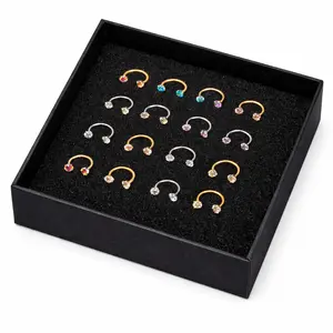 Titanium 20G/18G 7mm Horseshoe Nose Ring More Size (Free Gem Picker Tool) Internally Threaded Gems Lightweight
