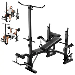 4-in-1 Multi-Function Weight Bench Set, 900Lbs Heavy Duty Adjustable Workout Bench with Leg Extension, Barbell Rack and Butterfly Arms for Home Gym Full Body Exercises