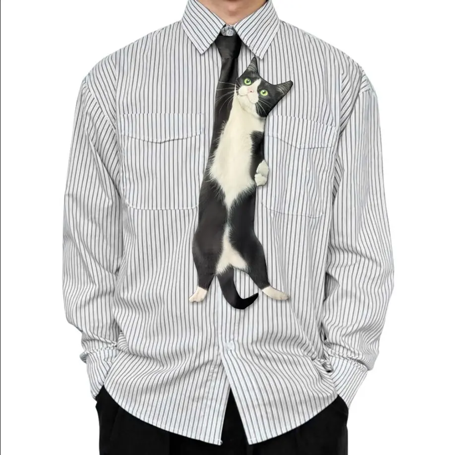 Basic Pet Tie - Tuxedo Witie Cat Tie, Silk Tie, Cute Pet Design, Cute Pet Tie, Novelty Tie