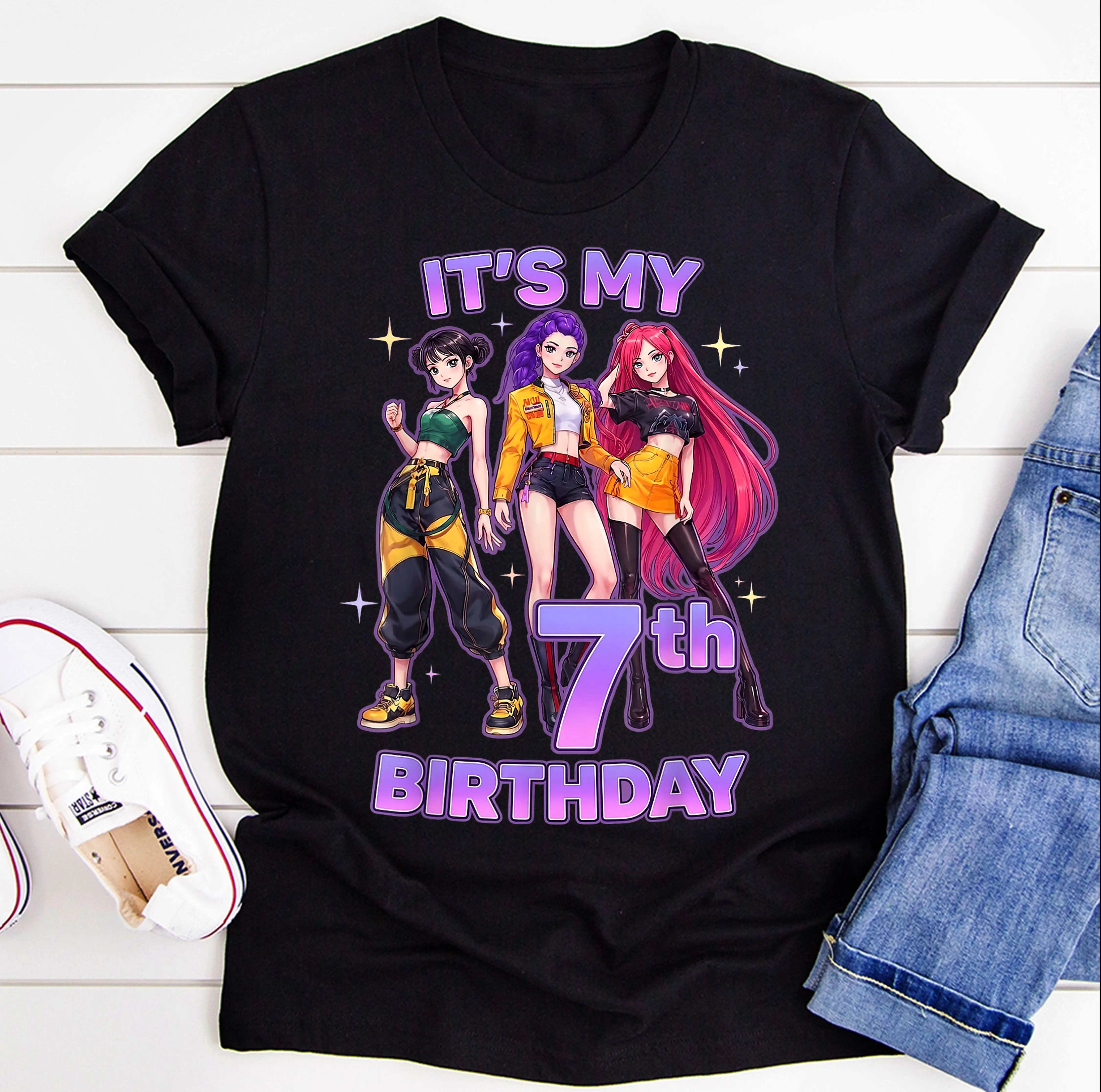 It’s My 7th Birthday Kpop Shirt, Girls Music Dance Birthday T-Shirt, K Pop Inspired Party Tee, Cute Pop Star Birthday Shirt