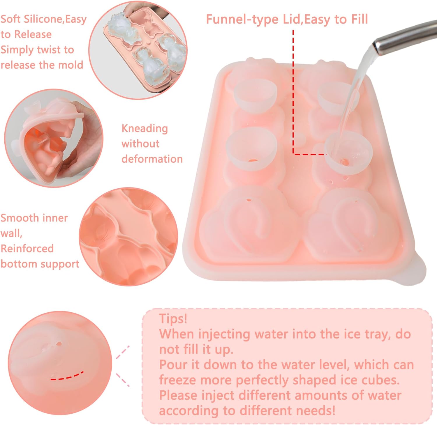Cat Ice Cube Tray Silicone Large Ice Cube Mold, Fun Shapes Ice Cube Trays for Freezer with Lid, Big Ice Molds for Whiskey Cocktails, Cute Gifts for Cat Lovers