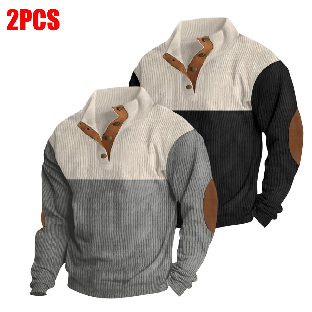 Men’s stand-collar pullover sweatshirt set (2 pieces). Retro street-style long-sleeve sweatshirts with color-block panels—casual, stylish, minimalist, versatile for outings and commuting; a unique pullover that can serve as a holiday gift. campingessentia
