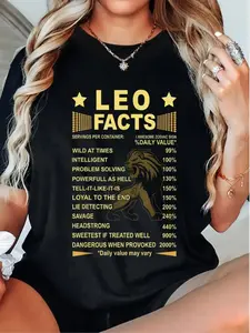 Women's Leo T-shirt, Fun Zodiac Pattern Top, Leo P
