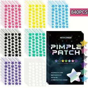 Star Shaped Hydrocolloid Pimple Patches, 7 Colors Waterproof Facial Blemish Cover Stickers, Gentle Breathable Daily Skin Care Spot Patches