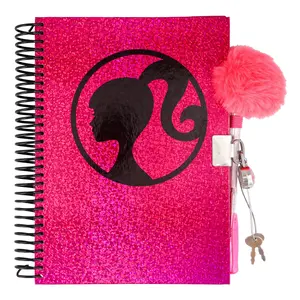 Barbie 200-Page Spiral Notebook With Lock, Gel Pen, and Stickers | 6 x 8 Inches