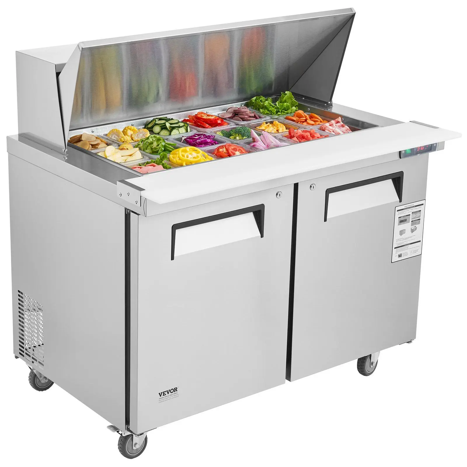 Spring new arrivals Commercial Refrigerator 48" Sandwich Salad Prep Table 2 Doors w/ 18 Pans