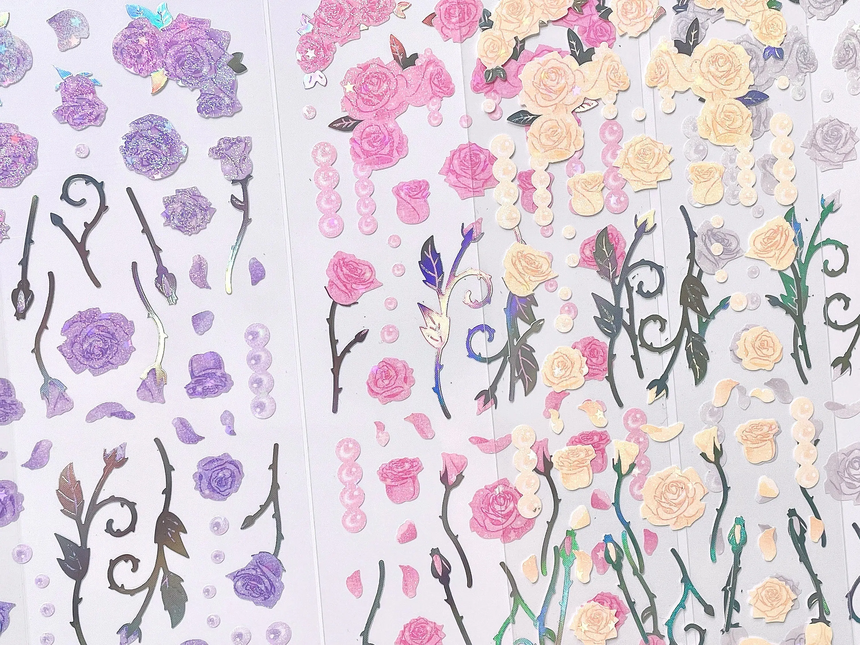 Rose & Pearl Sticker - Floral Design for Decorative Ornaments