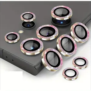 1 Pack for Galaxy S25 Ultra Camera Lens Protector Glitter Bling Individual Aluminium Alloy Ring 9H Tempered Glass Decorative Accessories Camera Cover for Samsung Galaxy S24 Ultra S26/S26 Plus/S26 UltraGlitter Colorful Mobile Phone Lens