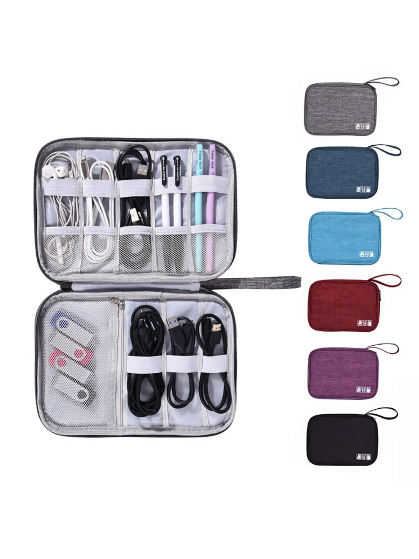 Multi-Layer Waterproof Oxford Cloth Storage Bag, Portable Travel Electronic Organizer, Ideal for Data Cables, Chargers, USB Drives, Earphones, Travel Accessories, Travel Organizers, Travel Essentials