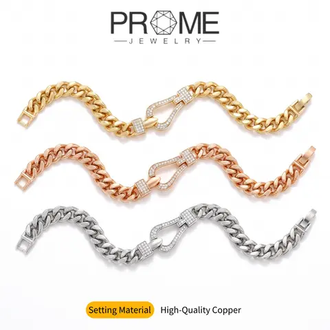 (CB023) Women's 5A Zircon Horseshoe Buckle Elegant Jewelry Bracelet for Adults, Adjustable 6.69+0.79in, Vintage-Inspired Sparkling Female Jewelry Bracelet Design, Ideal for Date Night & Gifting