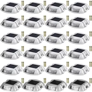 fathersdaygift  VEVOR Driveway Lights 24-Pack Solar Driveway Lights Bright White with Screw Solar Deck Lights Outdoor Waterproof Wireless Dock Lights 6 LEDs for Path Warning Garden Walkway Sidewalk Steps