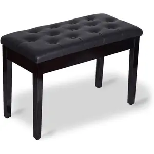Piano Bench with Padded Cushion and  Book Storage Compartment, Duet Wooden Seat, 13.7 x 29.5 x 20 inches, Load 440lb Black