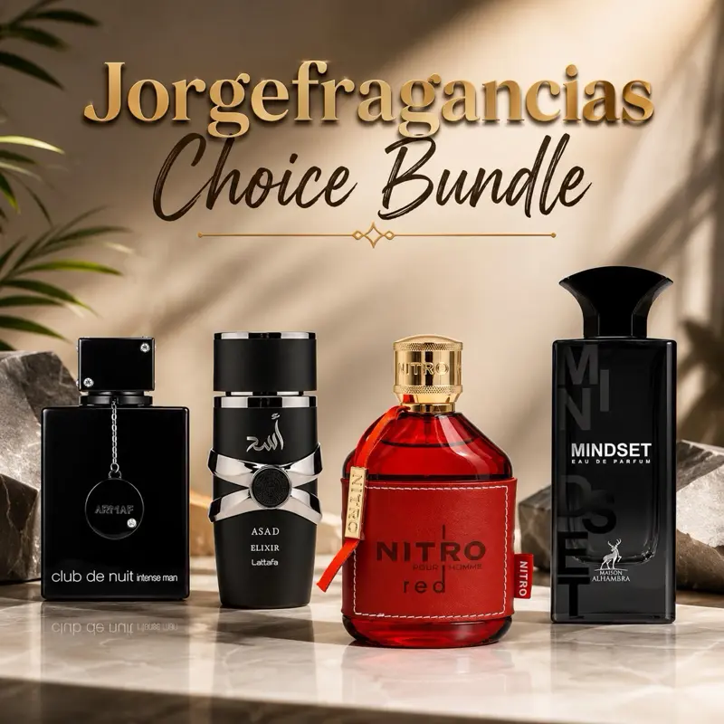 Mega Bundle Eau de Parfum Spray Set - CDN Intense, Nitro Red, Asad Elixir, Mindset - 100 ML Each Fragrance Bottles
