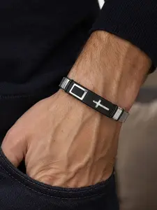 Stainless Steel Cross Bracelet, Adjustable Mesh Band, Adjustable Bracelets, Men's Fashion Jewelry, Streetwear & Religious Style, Perfect Gift for Him
