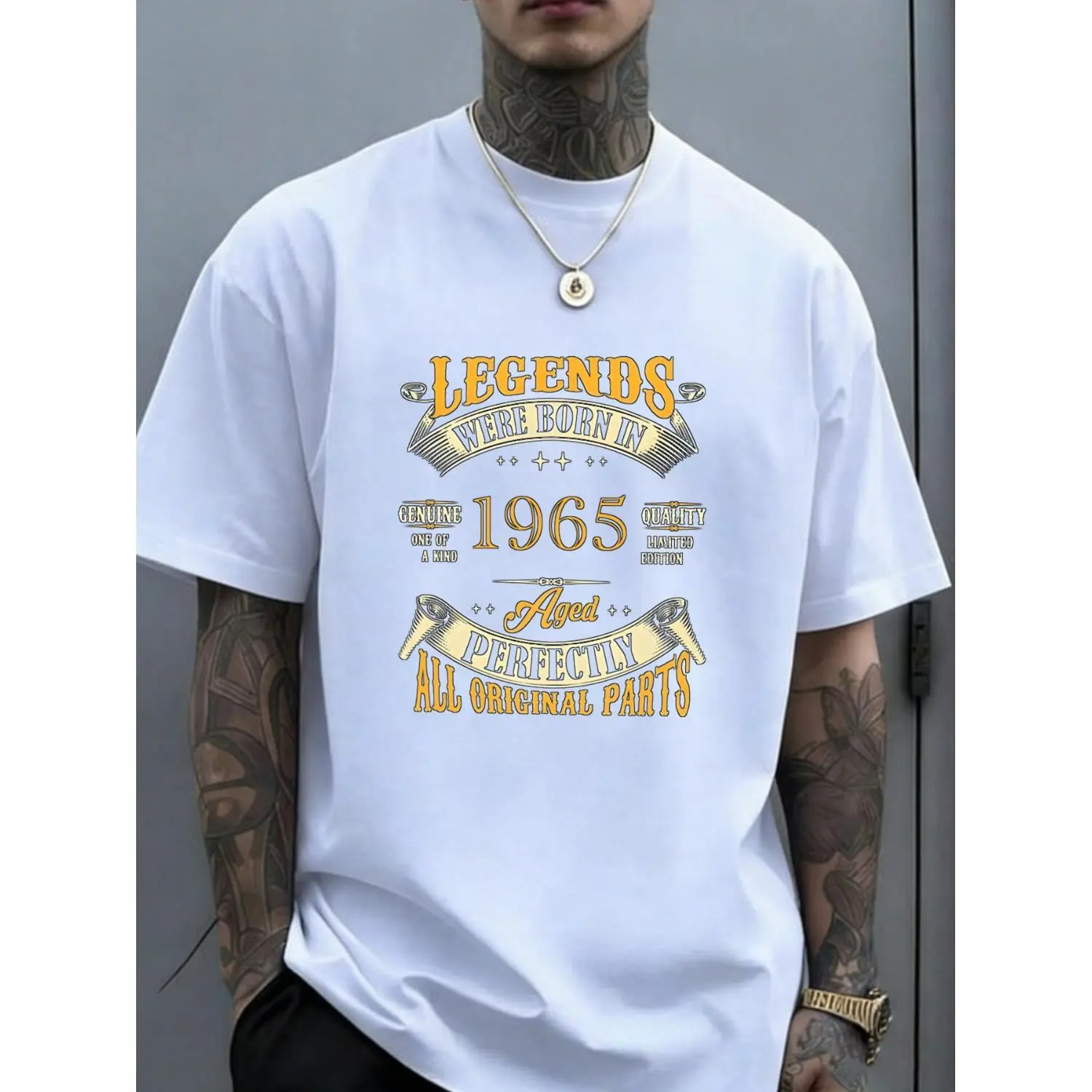 Mens Vintage 1965 Legends Graphic Cotton T-shirt QuickDry Breathable Crew Neck Short Sleeve Regular Fit Small AllSeason Casual Tee with Retro Design Perfect Gift for Fathers Day