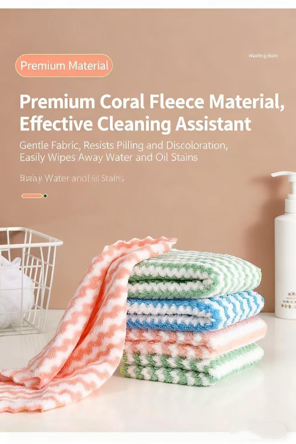 10 Pack Wavy Kitchen Towels - No Grease, Super Absorbent, Lint-Free Dish Cloths