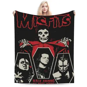 Misfits themed printed flannel blanket - soft and warm for all seasons, perfect for the sofa, office and travel - ideal gift idea