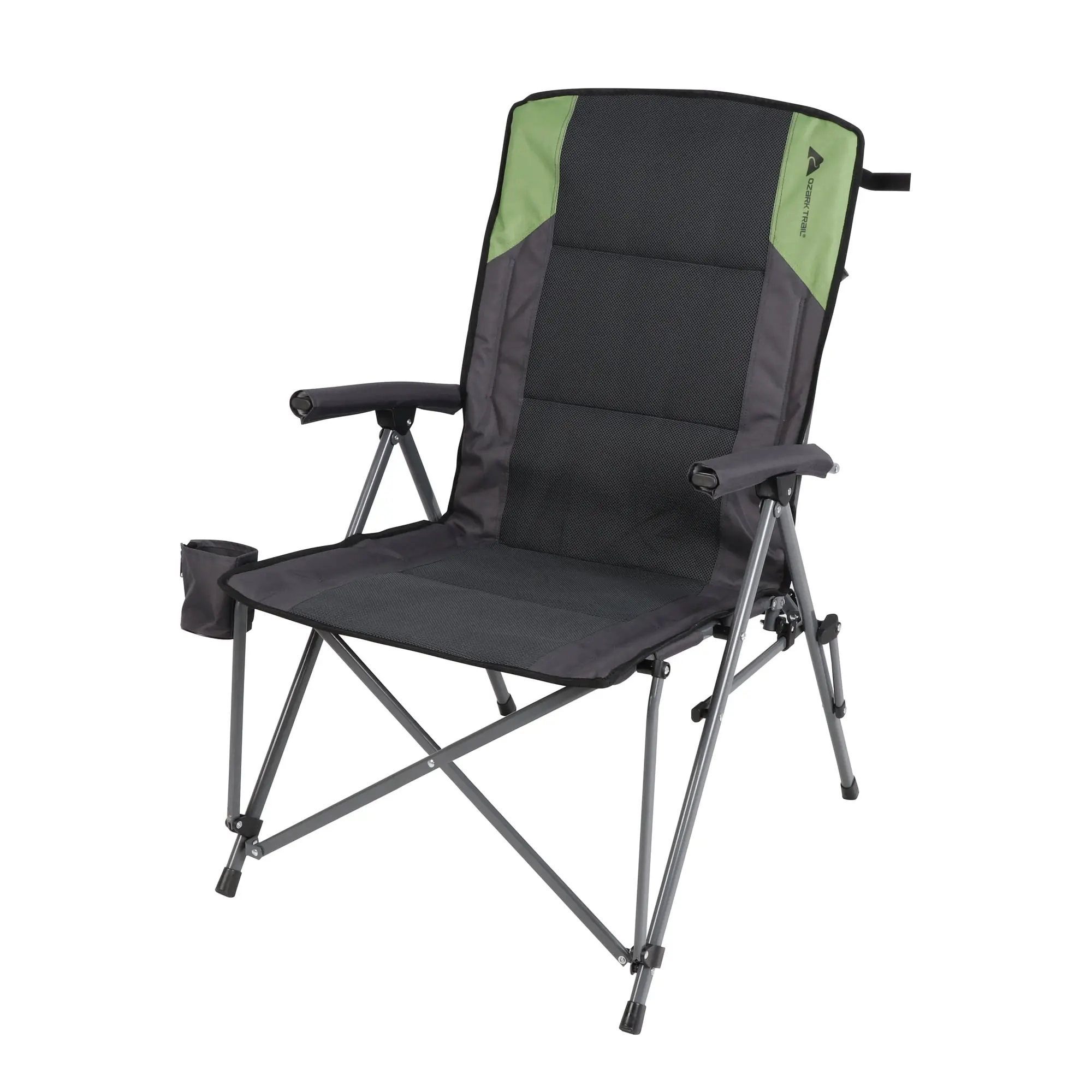 Ozark Trail High Back Folding Camp Chair Portable Heavy Duty Outdoor Seat with Headrest Cup Holder and Carry Bag for Lawn Beach Camping and Tailgating