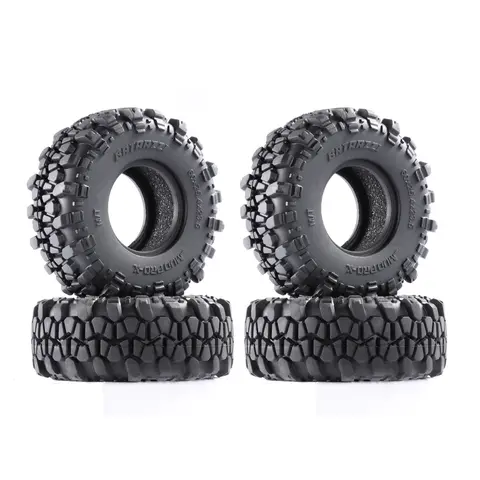 BATRAZZI Rubber Mud Pro-X 1.0" M/T V2 Soft Wheels RC Electric Toy Accessory Tires (4pcs, 60*23.5mm) - 1/18/24 Fit, 1/18 Crawlers, Wide Profile Makes Cars Look Rugged, Aggressive Grip, Boosts Crawler Cornering & Performance for Adults