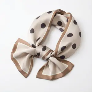 DAN QI Ladies' Polka Dot Satin Scarf: Double - Layered Square Design for Neck, Also a Versatile Head Wrap, Waist Belt and Purse Accessory, for Valentine's Day Gifting