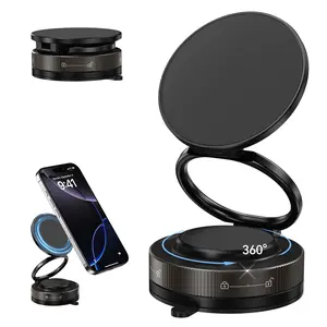 Vacuum Magnetic Suction Cup Phone Mount for Magsafe, 360° Adjustable Holder, Pocket Size Foldable Portable Cell Phone Holders for Your Car for All Smartphones & All Car Models