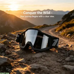 Off-Road Motocross Goggles with Printed Strap and Mirror Lens, Anti-Fog and Comfortable for ATV, MTB, and BMX Riding