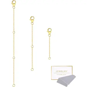 Gold Necklace Extenders,14K Gold Chain Extenders with Lobster Clasp, Durable Plated Solid Brass Necklace Bracelet Anklet Extension Chains(2 4 6 Inches, 3PCS)